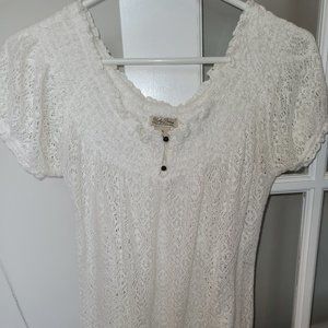 Lucky Brand Peasant Cream Lace Top Size Medium